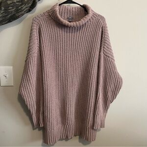 Aerie Pink Cozy Cowl Neck Sweater